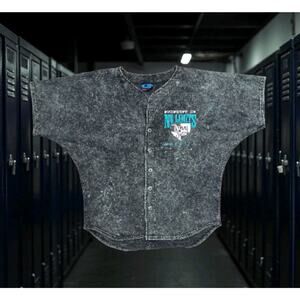 No Limits Body Gear Baseball Jersey Vtg 90s USA Marbled Gray Weight Lifting Sz L